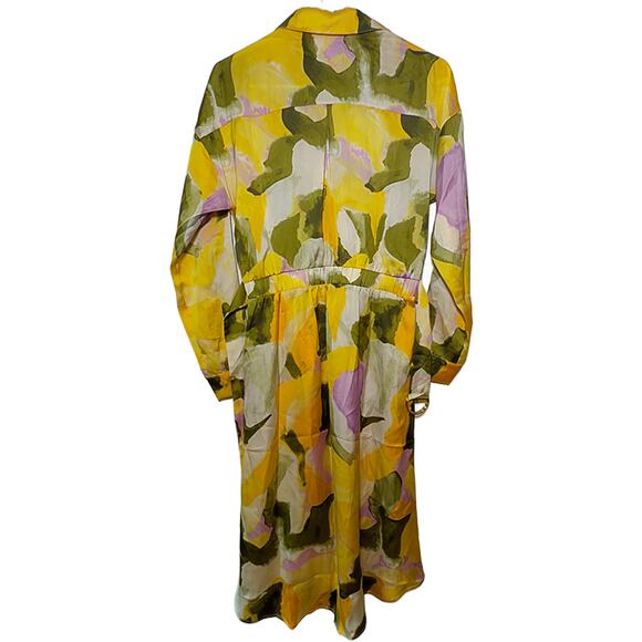 New French Connection Button Front Shirt Midi Dress Watercolor Medium NWT - Picture 6 of 7